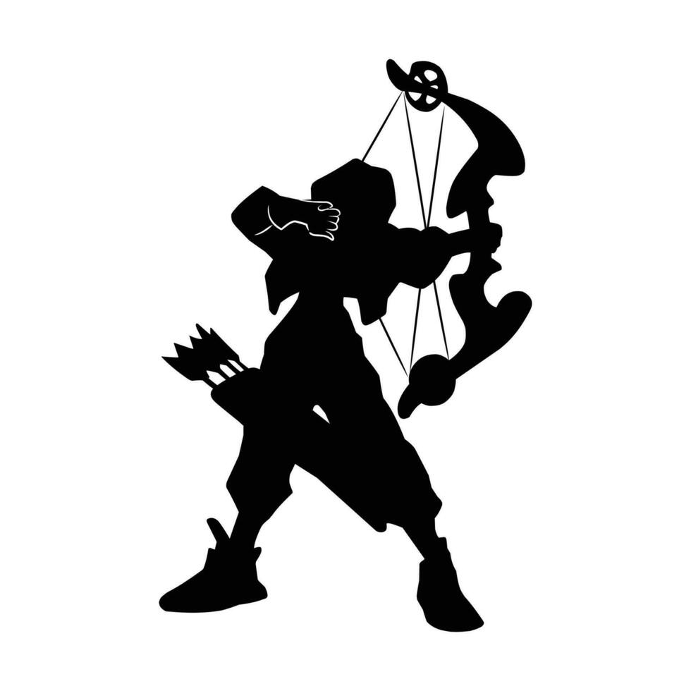 silhouette de le mouvements et corps forme de un archer vecteur