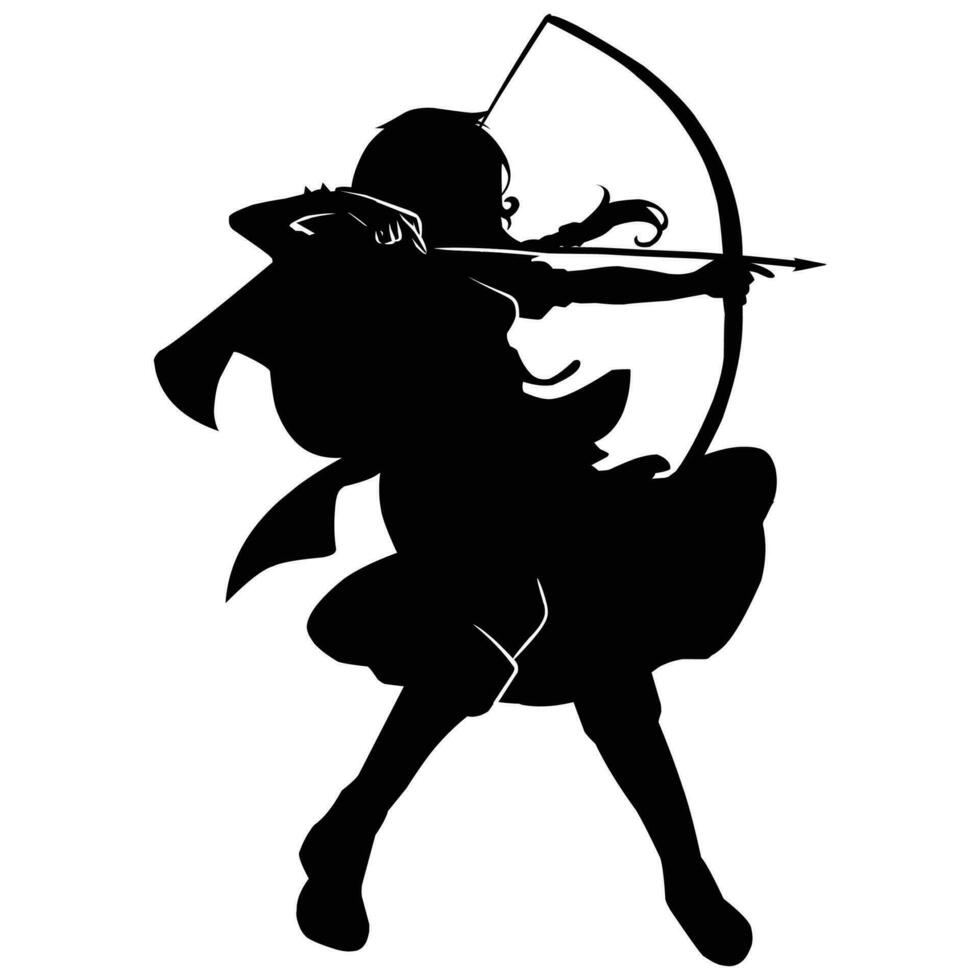 silhouette de le mouvements et corps forme de un archer vecteur