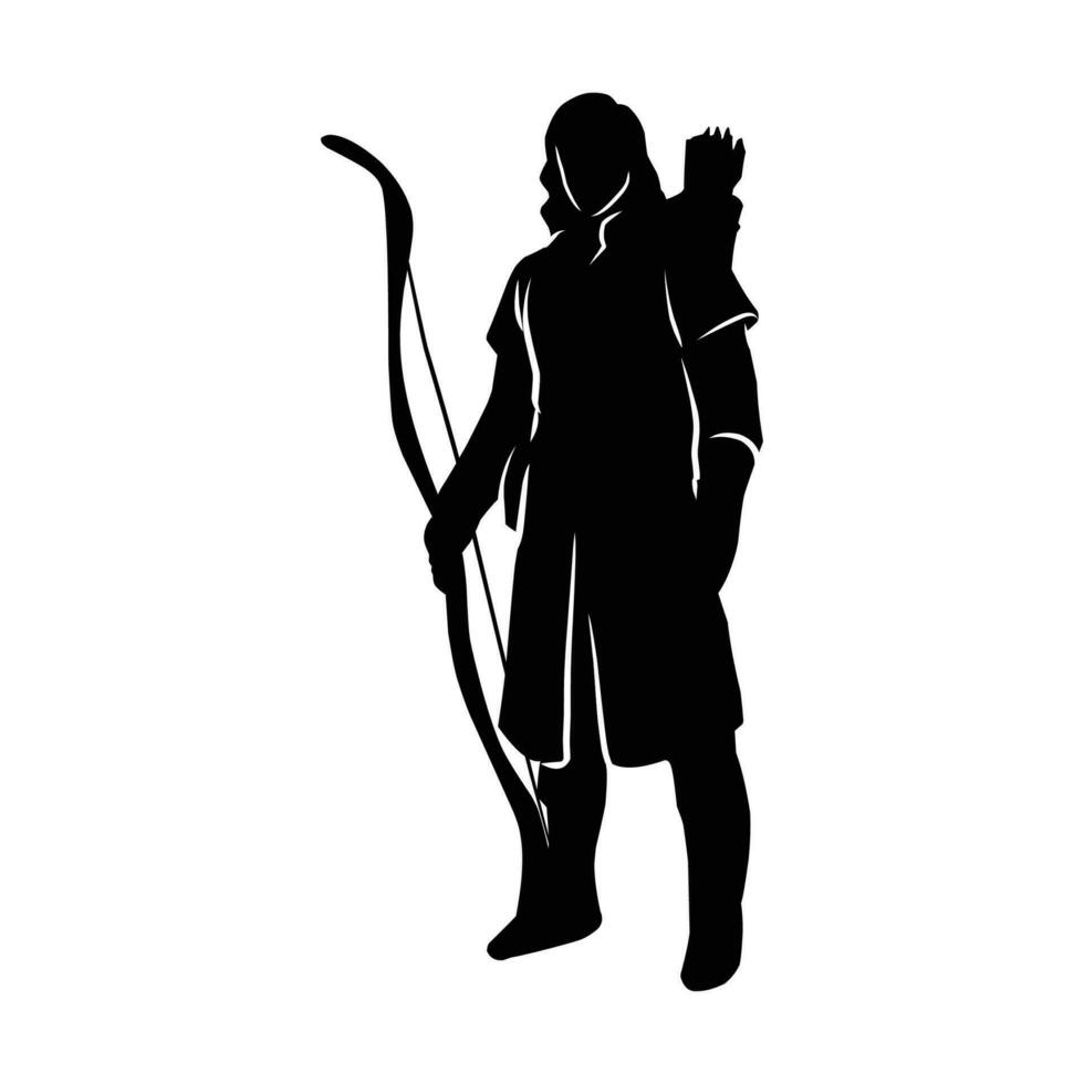 silhouette de le mouvements et corps forme de un archer vecteur