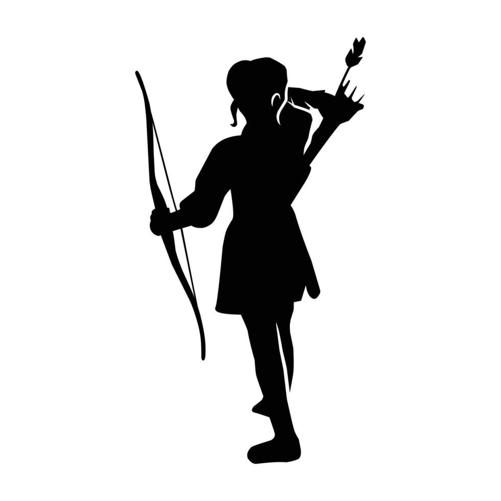 silhouette de le mouvements et corps forme de un archer vecteur