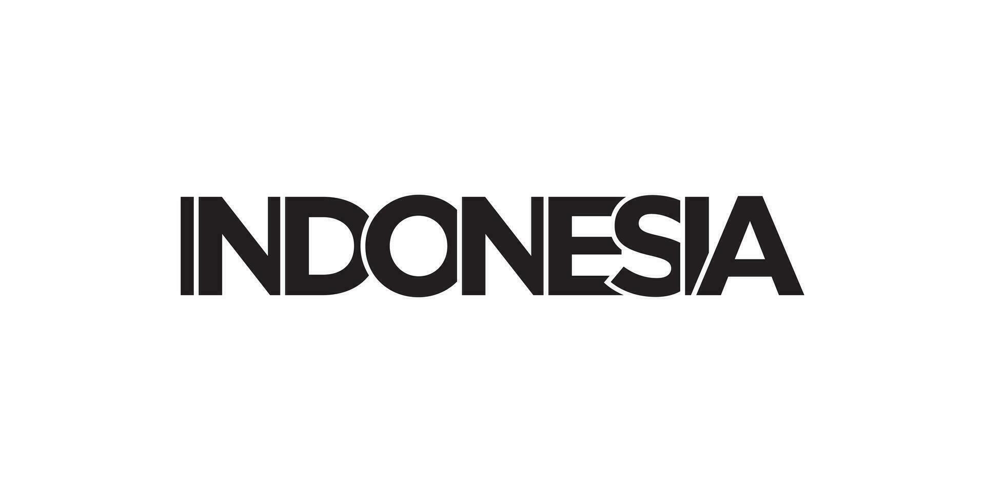 Indonésie emblème. le conception Caractéristiques une géométrique style, vecteur illustration avec audacieux typographie dans une moderne Police de caractère. le graphique slogan caractères.