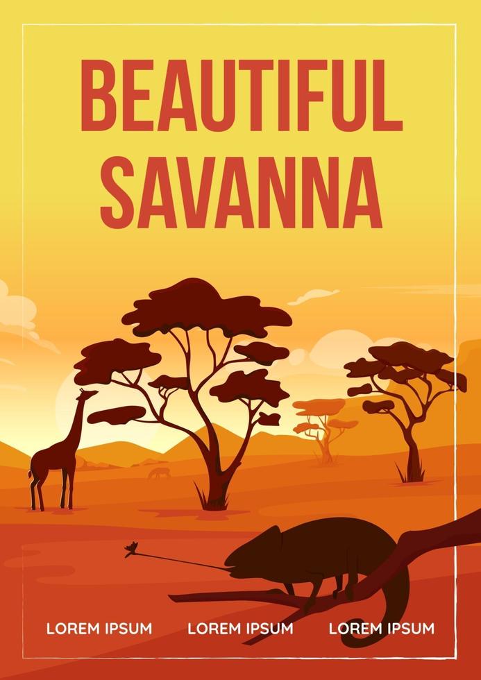 modèle de vecteur plat affiche belle savane