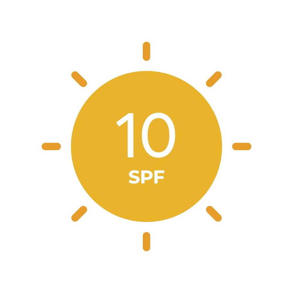 spf ligne icône vecteur. dix Soleil protection symboles pour écran solaire ou crème solaire des produits. pour cosmétique emballage vecteur
