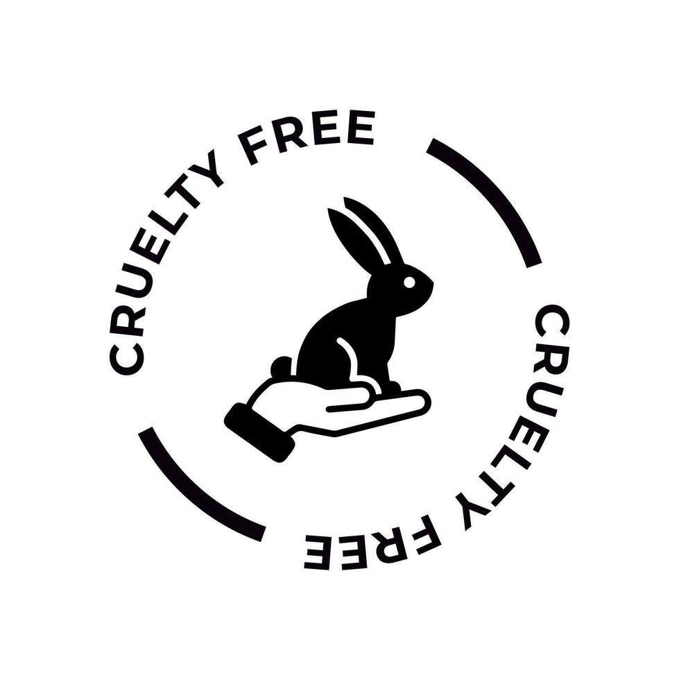 cruauté gratuit cercle icône. ne pas testé sur animaux avec lapin silhouette étiqueter. vecteur illustration.