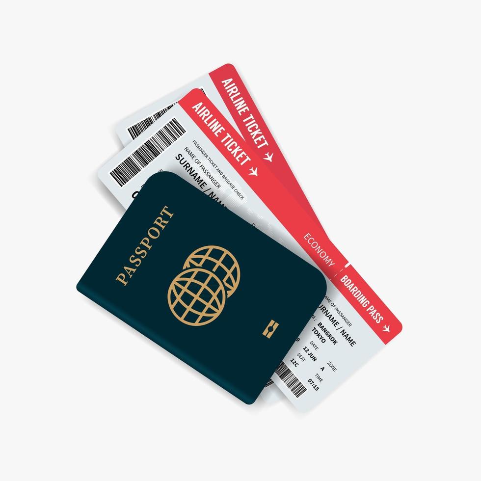 billets d'avion et passeport. passeport avec cartes d'embarquement billets. vecteur