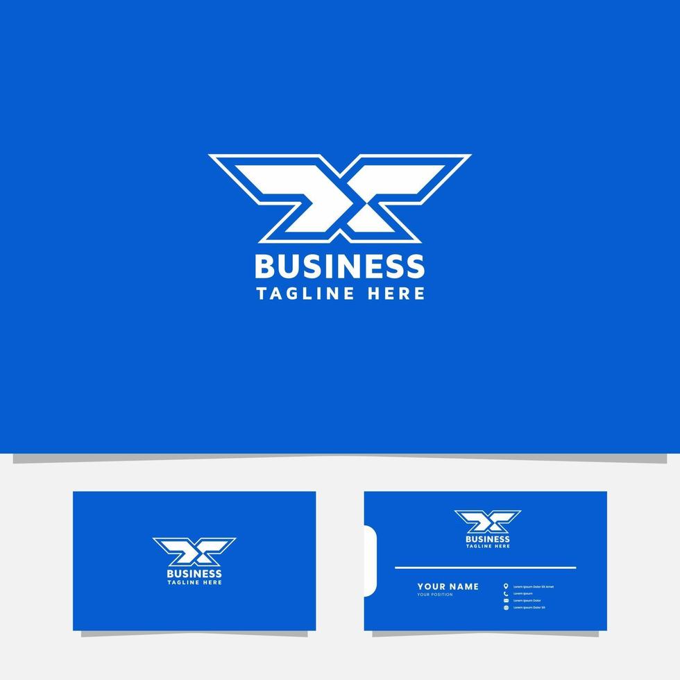 logo lettre x sportif blanc simple et minimaliste sur fond bleu vecteur
