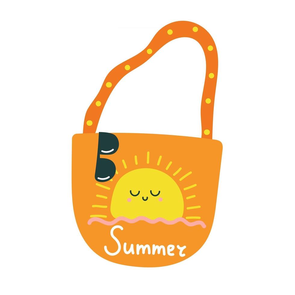 sac d'été avec lunettes de soleil. illustration plate. vecteur