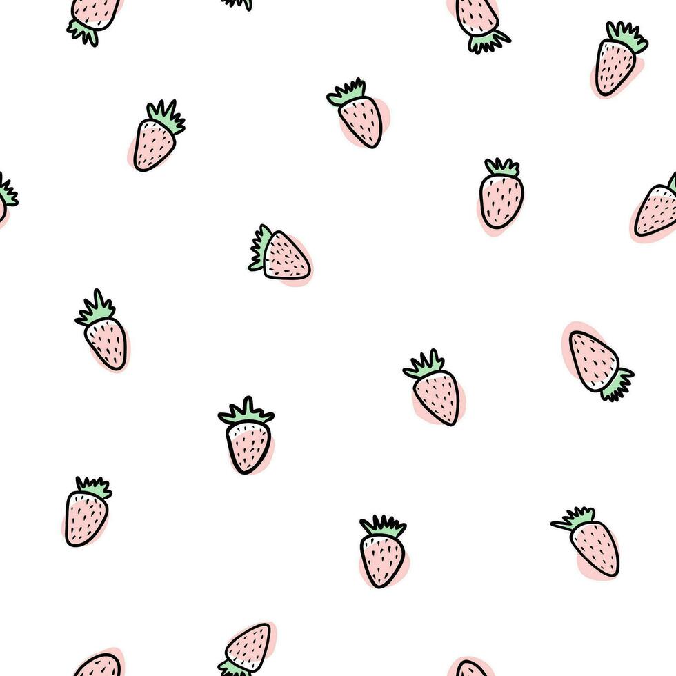 fraise sans couture modèle, pastel main tiré fraise impression, été illustration pour textile, couverture conception, papier peint, cuisine en tissu et accessoires, fruit sur blanc Contexte vecteur