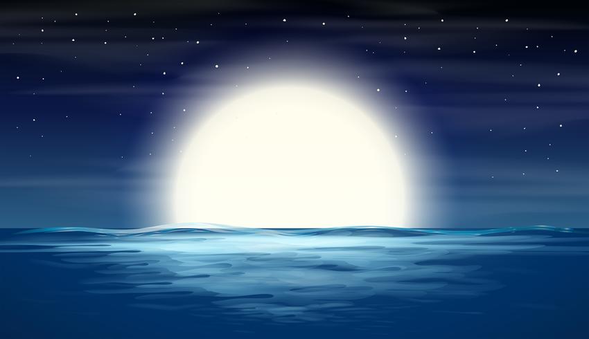 pleine lune sur mer vecteur