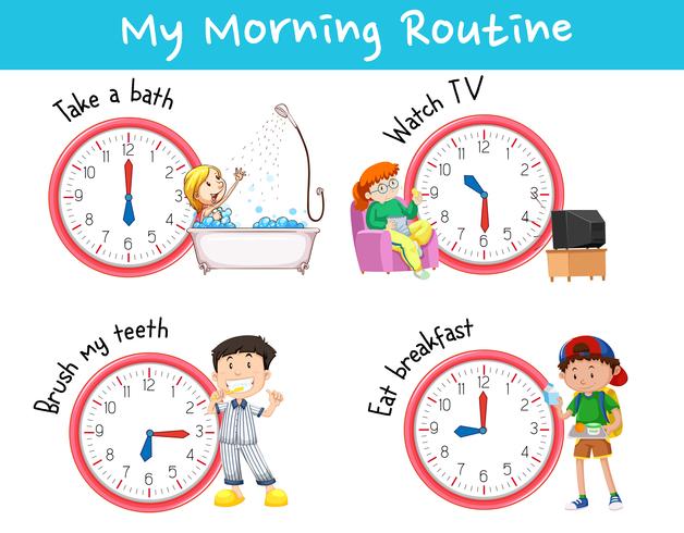 Graphique montrant différentes routines du matin vecteur