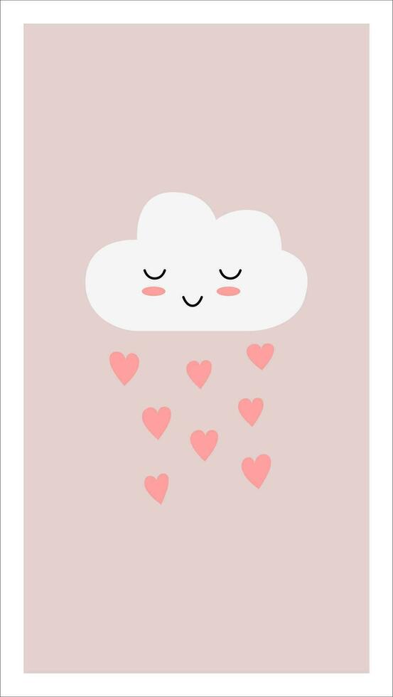 nuage avec pluie adorable l'amour formes. vecteur