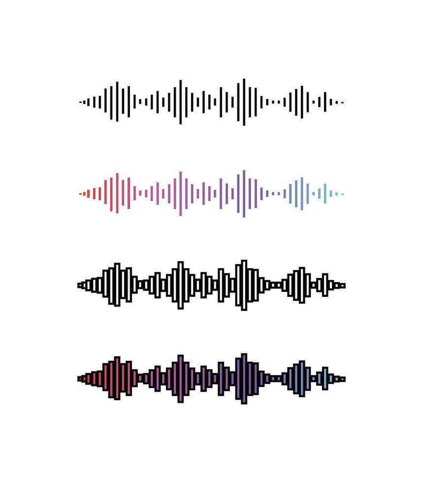 l'audio signal ou du son vague la fréquence élément. la musique impulsion signal. orateur rythme graphique. son, vague, forme d'onde, l'audio égaliseur, niveau, voix icône. vecteur illustration conception