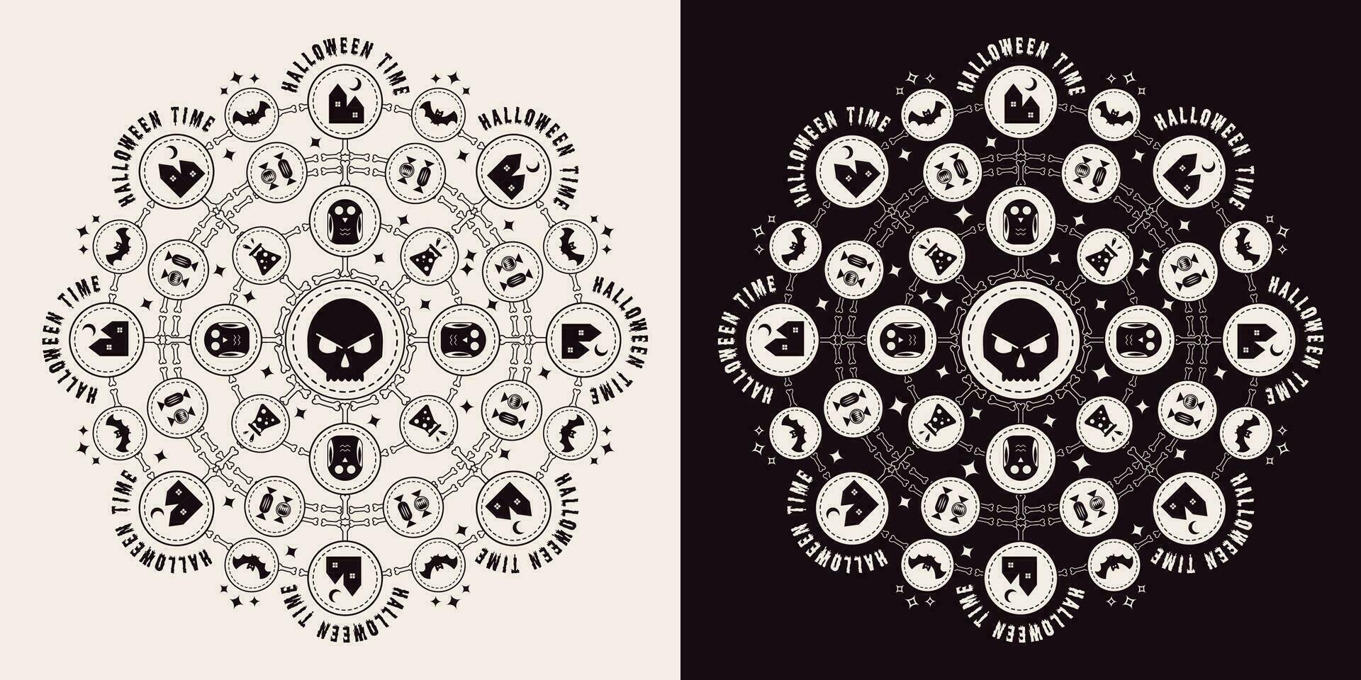 rond illustration avec Halloween symboles. vecteur