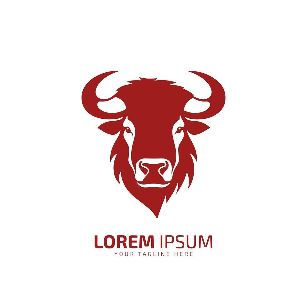 minimal et abstrait logo de bœuf icône rouge taureau vecteur silhouette isolé conception art