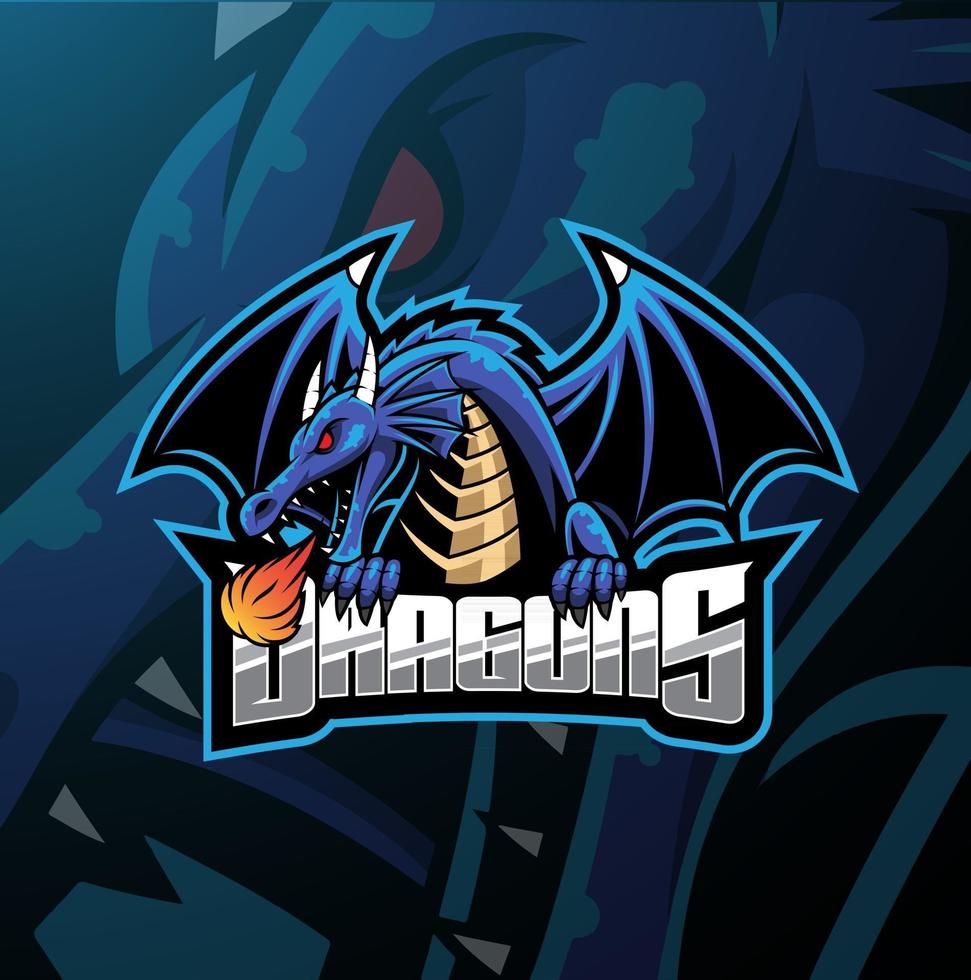 création de logo de mascotte dragon esport vecteur