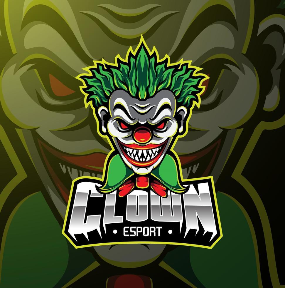 création de logo de mascotte de clown esport vecteur