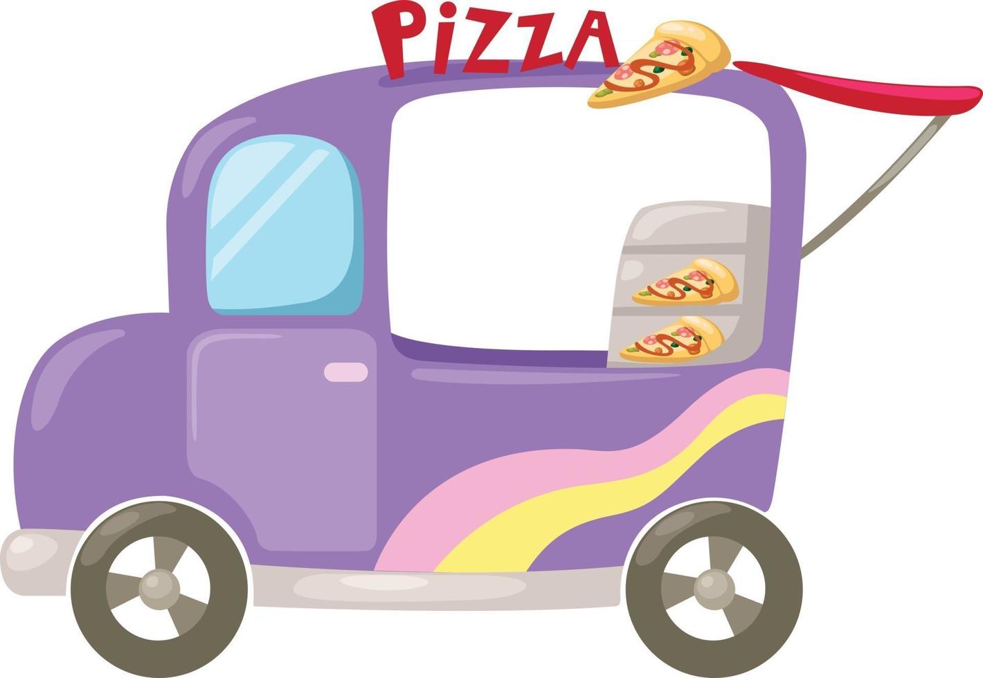 voiture de livraison de pizza italienne. illustration sur fond blanc vecteur