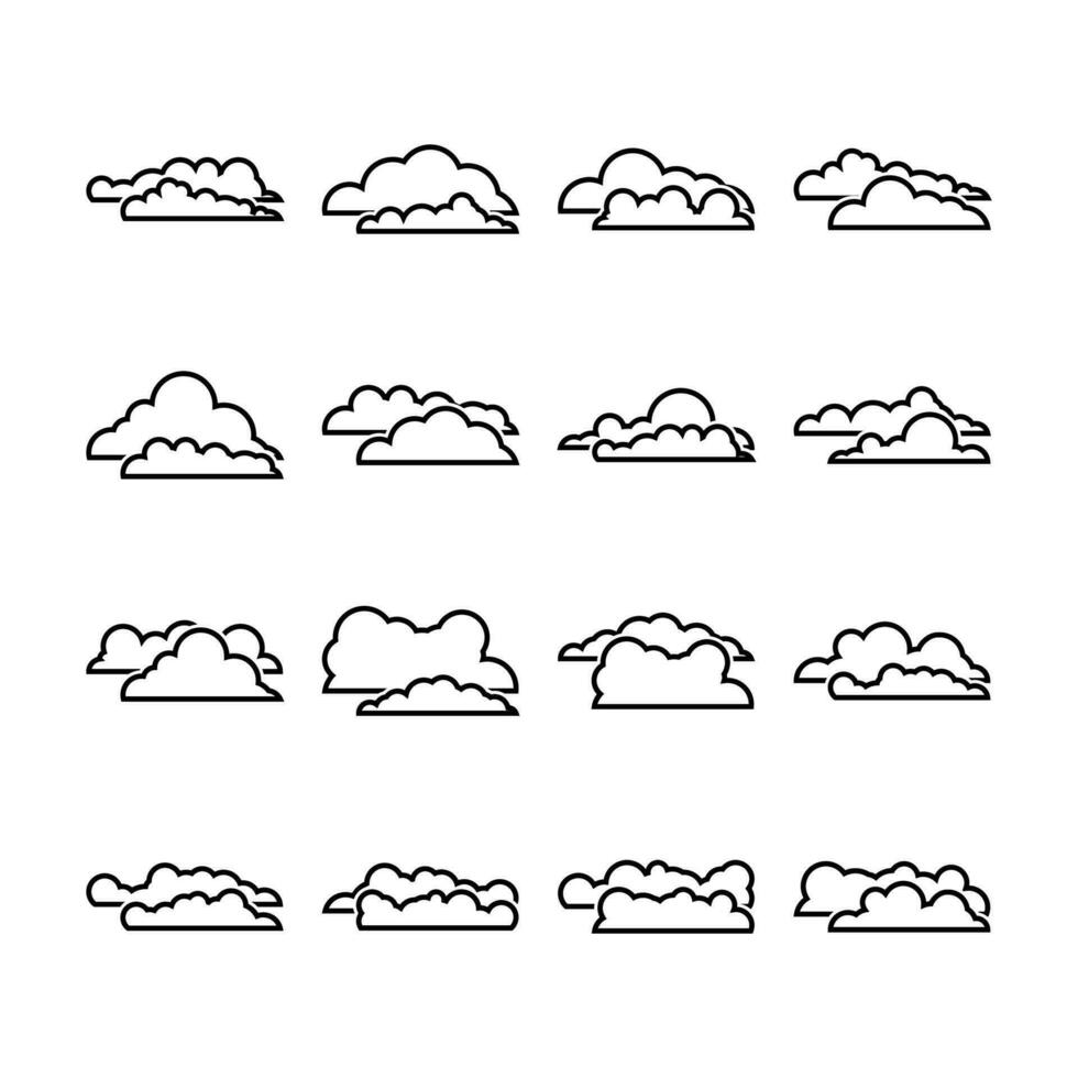 vecteur ligne ensemble de différent des nuages illustration