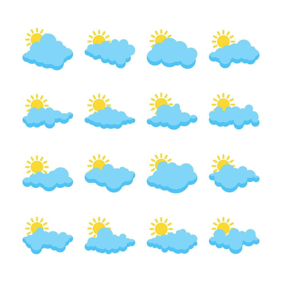 vecteur Couleur ensemble de différent Soleil des nuages illustration