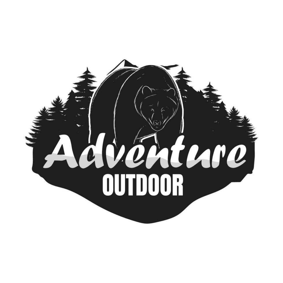 grisonnant ours aventure logo conception vecteur