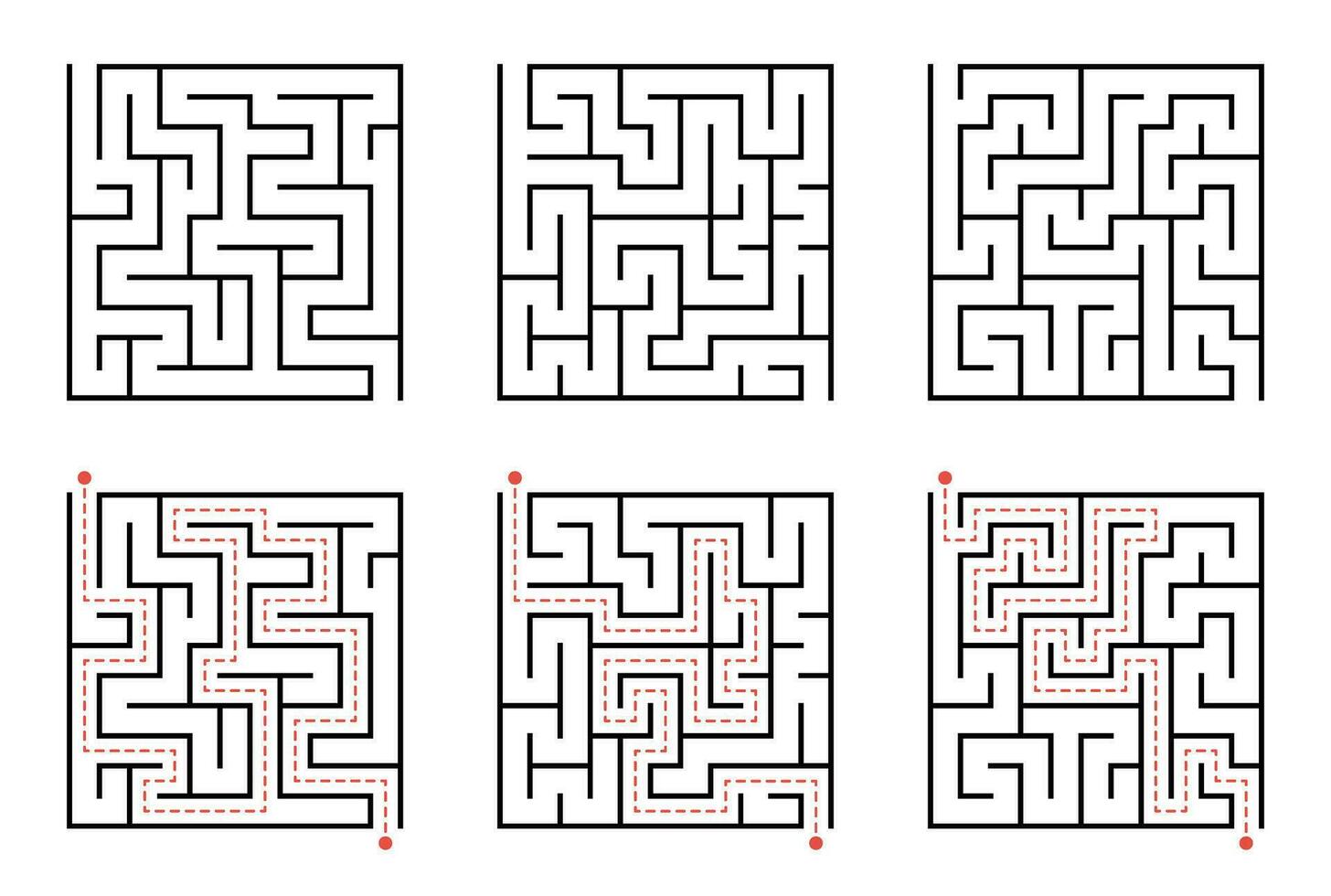 labyrinthe ligne modèle. rectangle labyrinthe avec entrée et sortie. vecteur labyrinthe de faible ou moyen complexité.