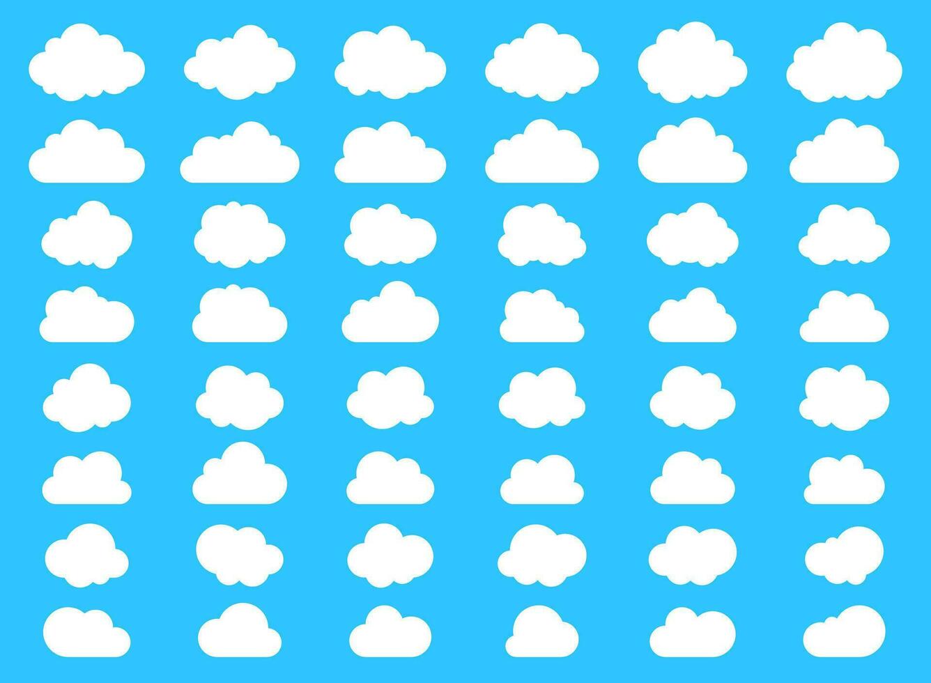 gros ensemble de duveteux des nuages et avec plat bas nuage Icônes dans plat style isolé sur bleu Contexte. nuage vecteur collection.