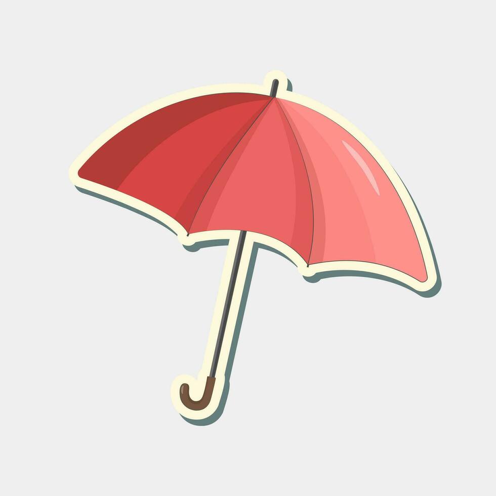 rouge parapluie autocollant. rouge parapluie isolé sur blanc Contexte. parapluie dans dessin animé style vecteur