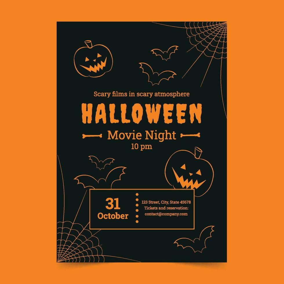 gratuit vecteur Halloween film cinéma prospectus verticale affiche modèle