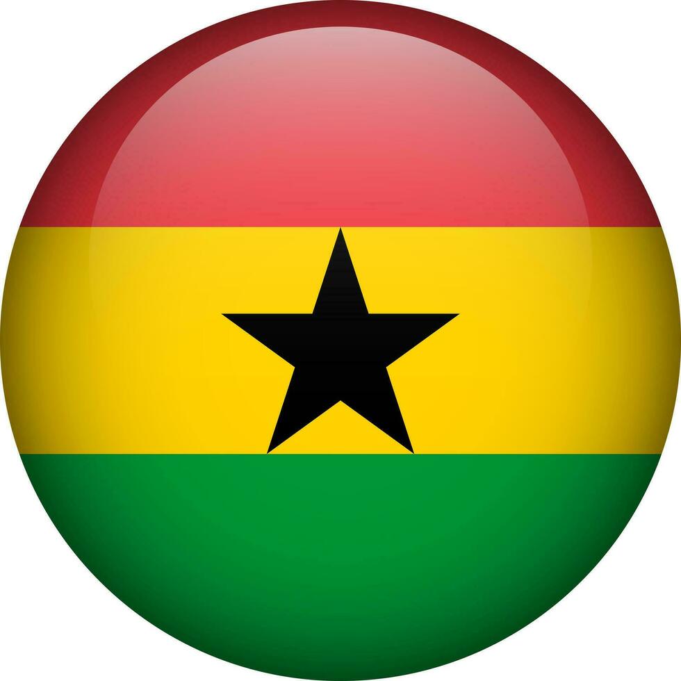 Ghana drapeau bouton. rond drapeau de Ghana. vecteur drapeau, symbole. couleurs et proportion correctement.