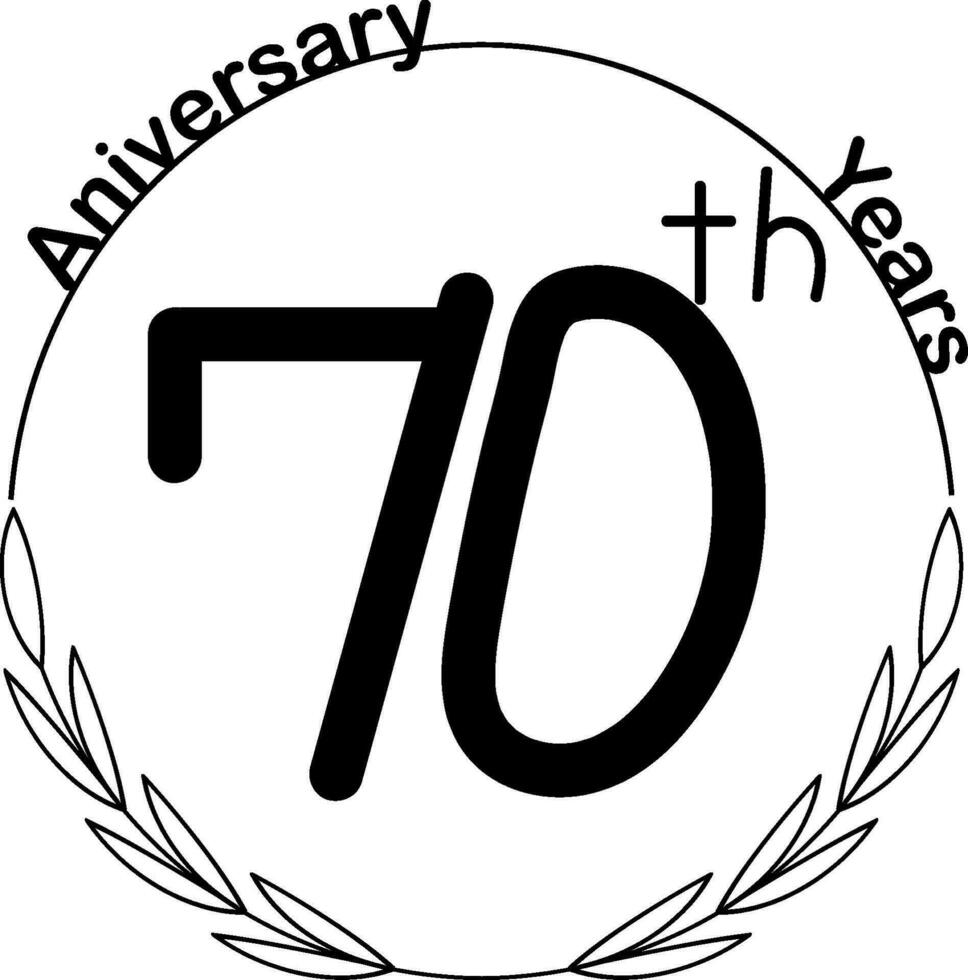 70e anniversaire noir icône logo, signe, symbole élément à célébrer ou l'obtention du diplôme vecteur