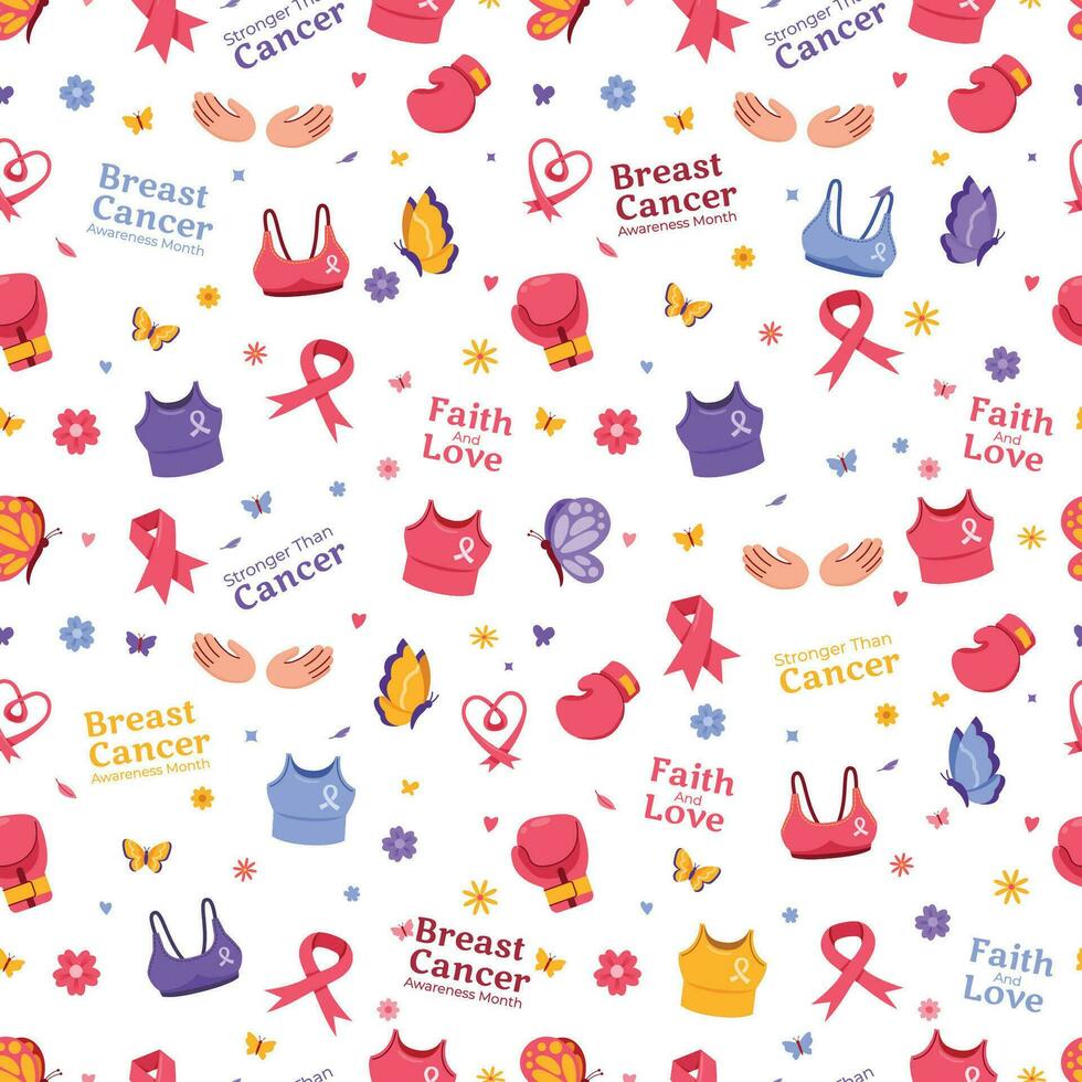 campagne pour Sein cancer conscience sans couture motifs vecteur