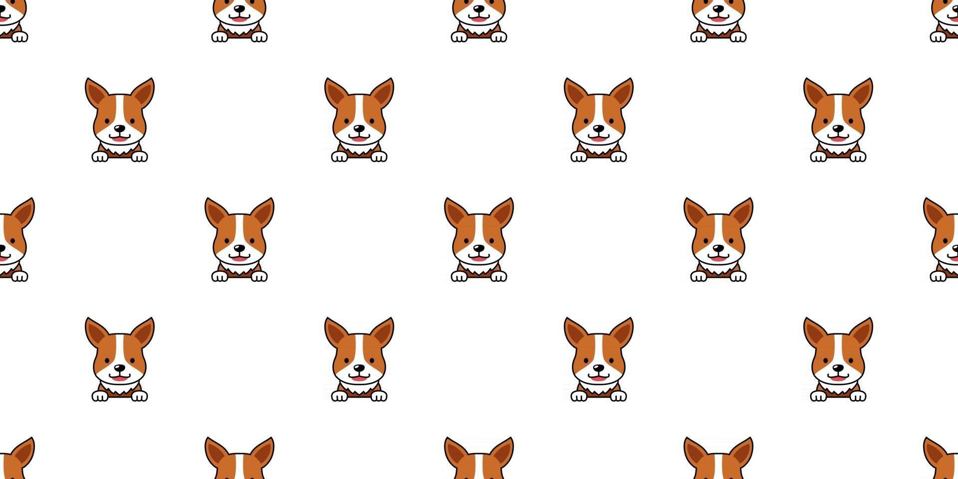 personnage de dessin animé chien corgi visage sans soudure de fond vecteur