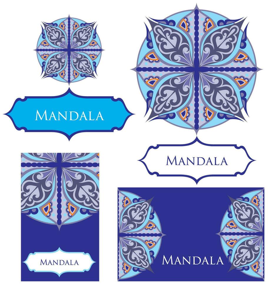 Oriental style, fleur mandala ensemble. logo conception vecteur