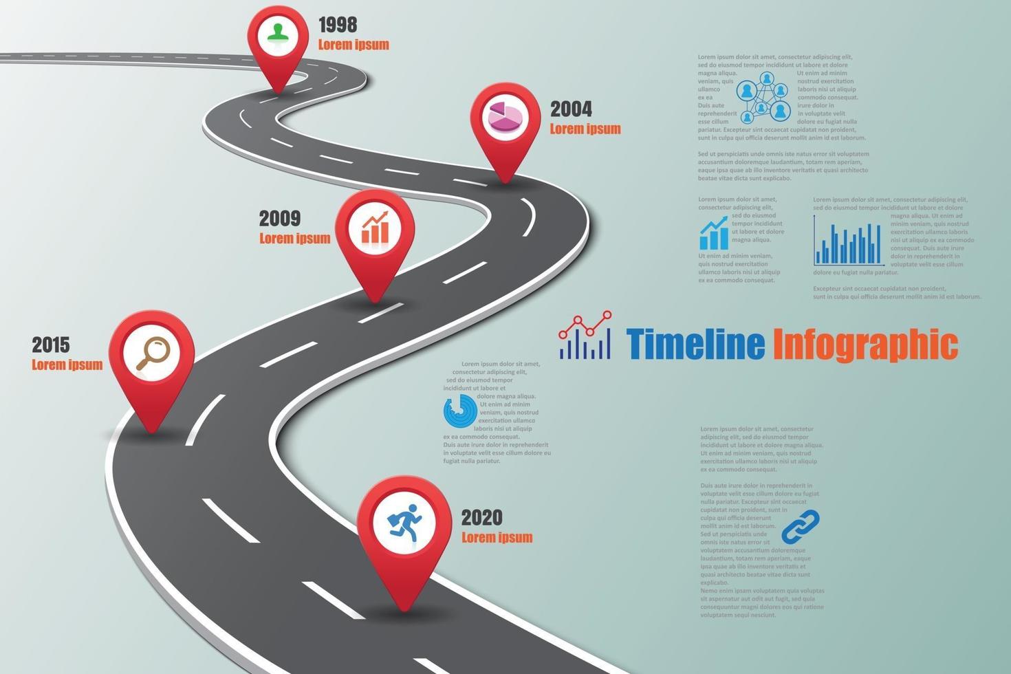 Feuille de route d'entreprise chronologie modèle infographique illustration vectorielle vecteur