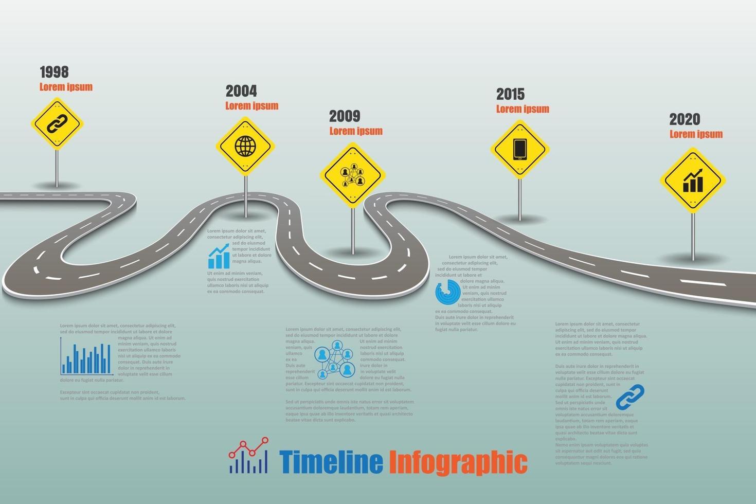 Feuille de route d'entreprise chronologie modèle infographique illustration vectorielle vecteur