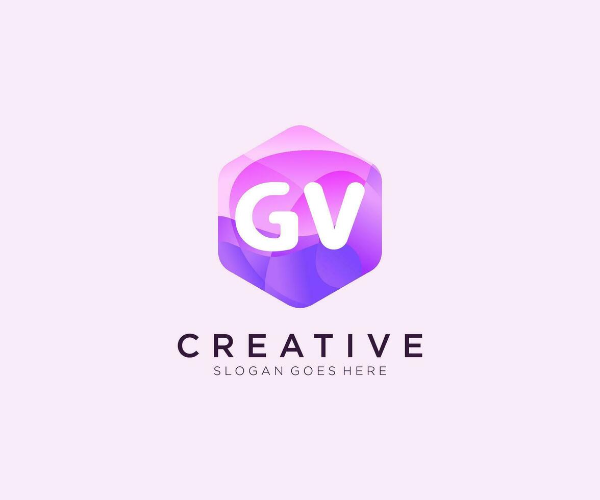 gv initiale logo avec coloré hexagone moderne affaires alphabet logo modèle vecteur. vecteur