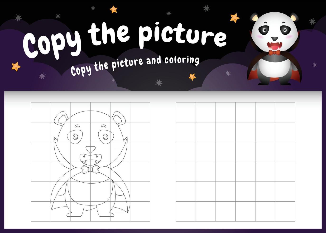 copiez l'image jeu d'enfants et page de coloriage avec un mignon ours panda vecteur