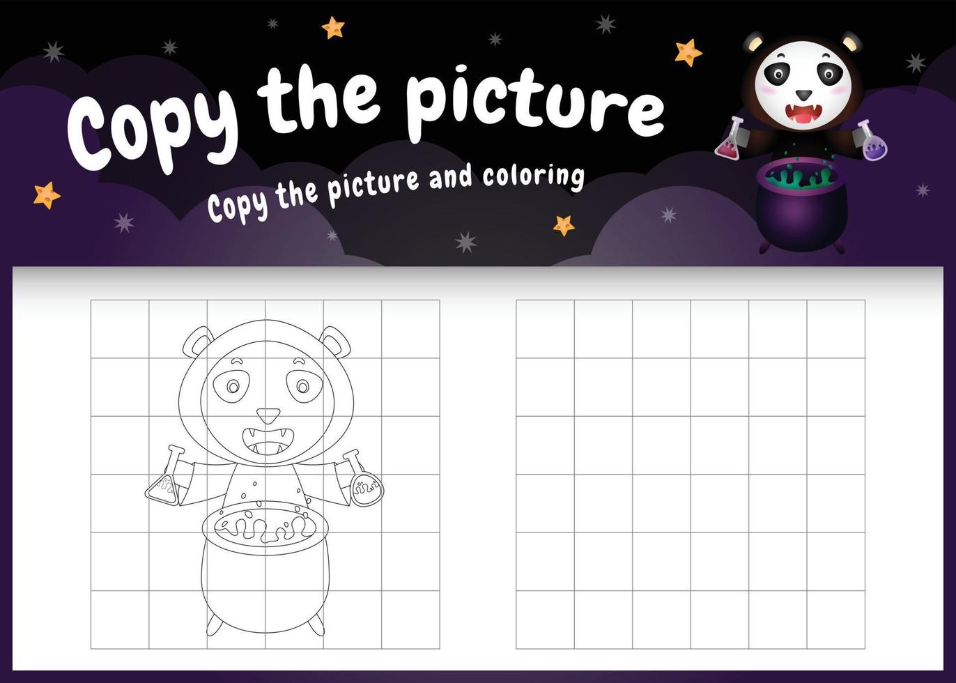 copiez l'image jeu d'enfants et page de coloriage avec un mignon ours panda vecteur