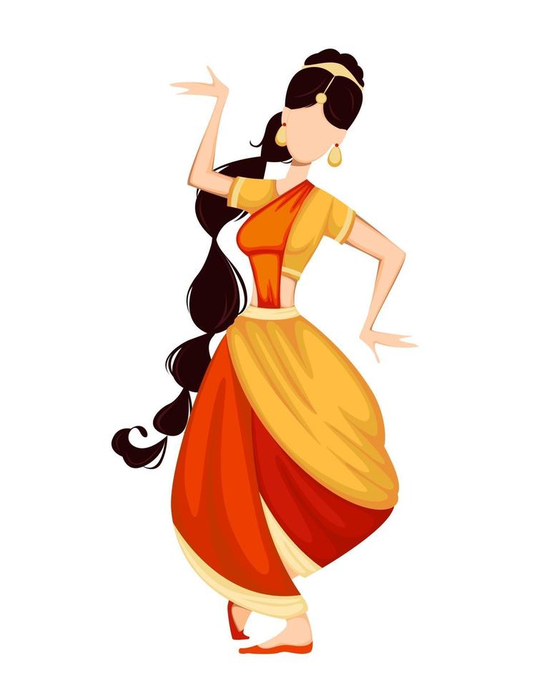 heureux onam. femme indienne danse vecteur