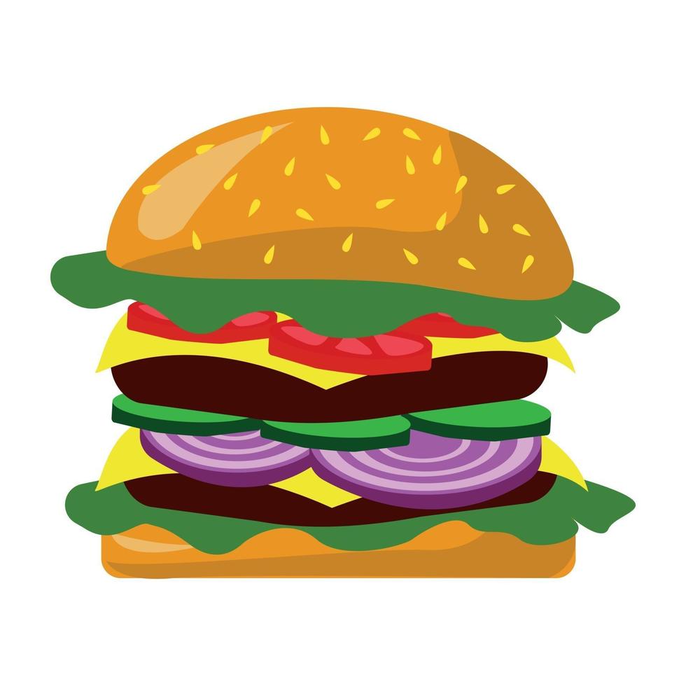 gros hamburger réaliste sur fond blanc - vector