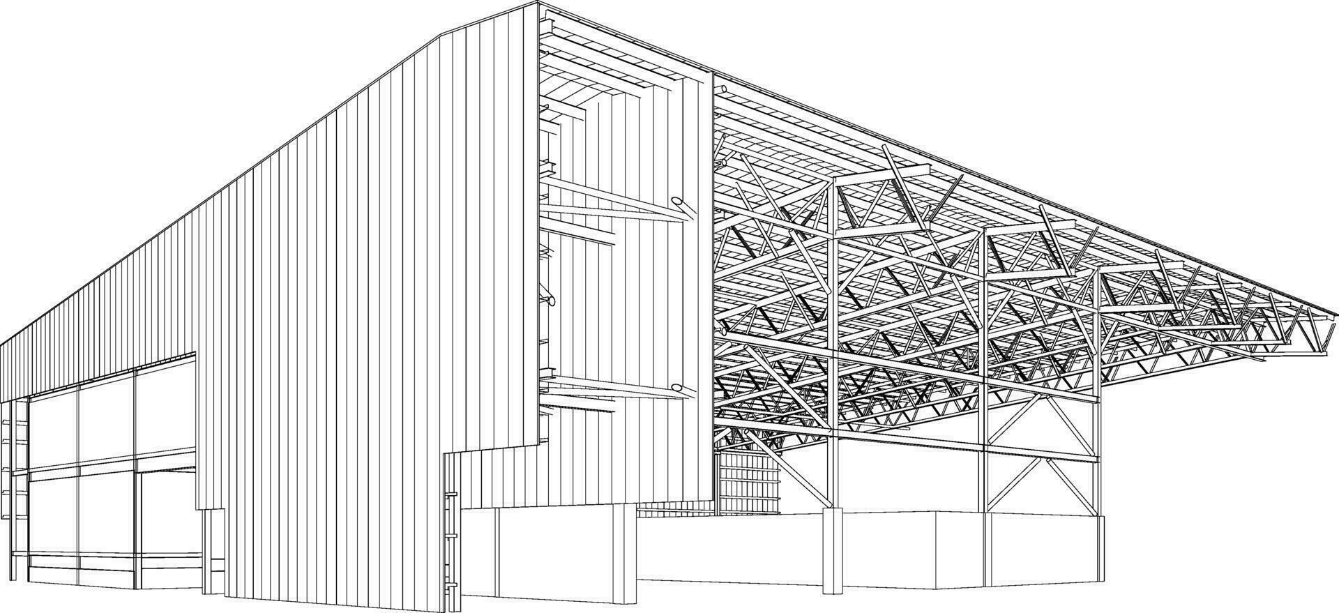 3d illustration de bâtiment structure vecteur