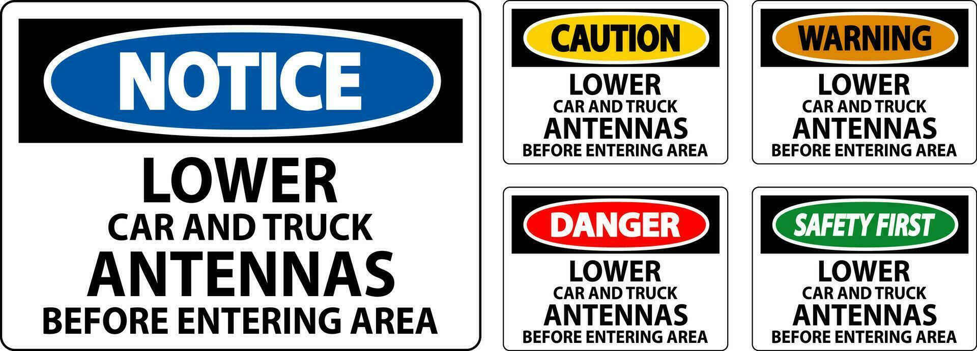 danger signe inférieur voiture et un camion antennes avant entrer zone vecteur