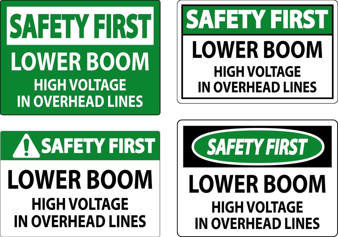 électrique sécurité signe danger - inférieur boom haute Tension dans aérien lignes vecteur