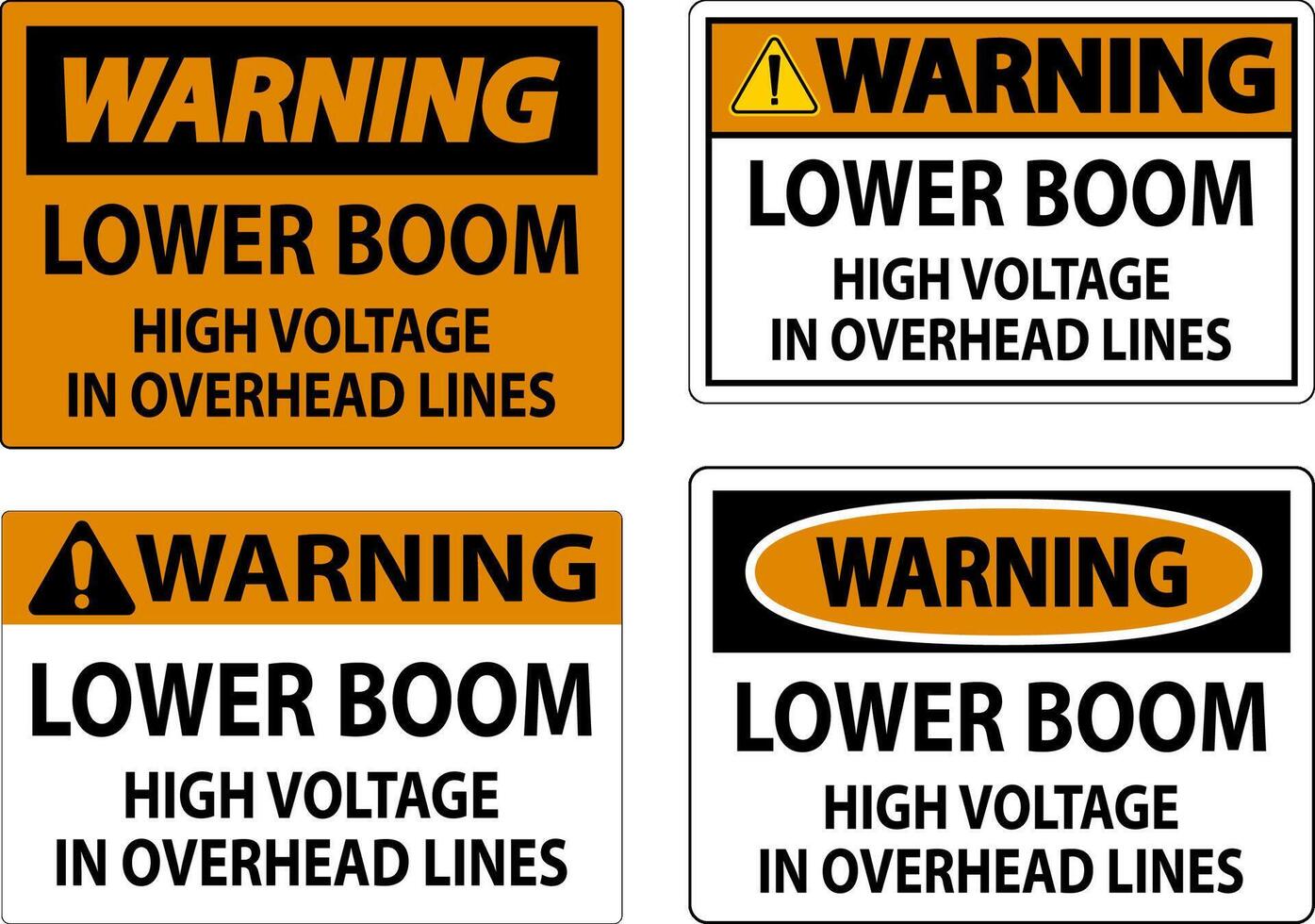 électrique sécurité signe avertissement - inférieur boom haute Tension dans aérien lignes vecteur