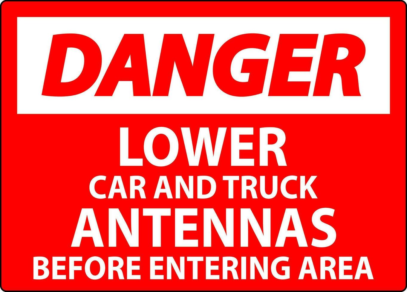 danger signe inférieur voiture et un camion antennes avant entrer zone vecteur