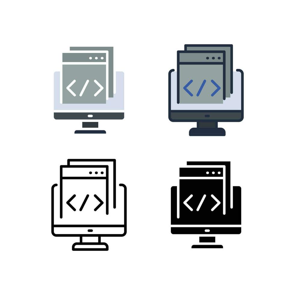 développement programmation et codage La technologie sur portable filtrer, gros Les données traitement, site Internet conception infographie. Logiciel développement icône. vecteur illustration conception sur blanc Contexte. eps10