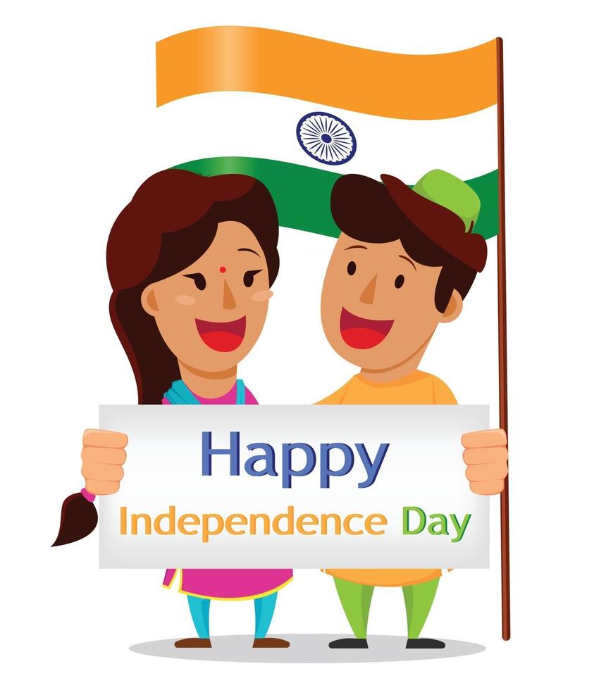 jour de l'indépendance en Inde. homme et femme indiens vecteur