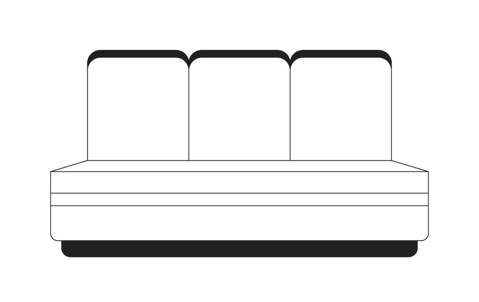 Publique transport des places noir et blanc 2d dessin animé objet. souterrain train des places ancien isolé vecteur contour article. passager chaises. cuir confortable canapé monochromatique plat place illustration