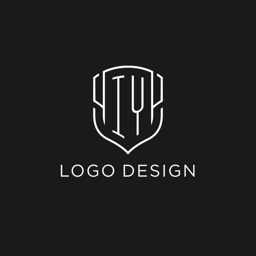 initiale oui logo monoline bouclier icône forme avec luxe style vecteur
