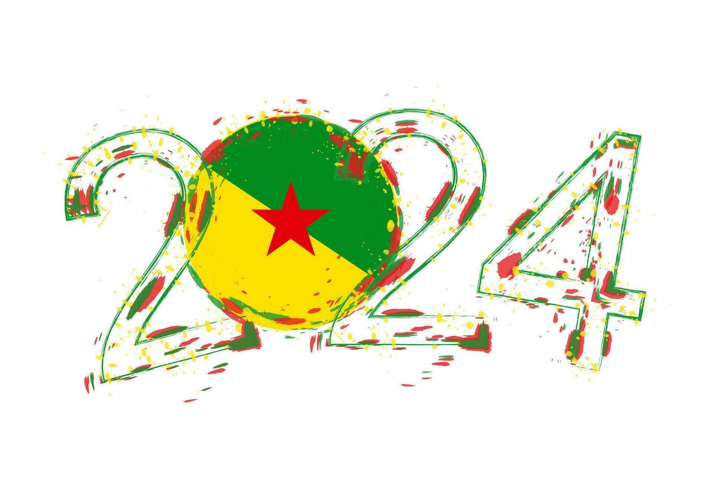 2024 année dans grunge style avec drapeau de français Guyane. vecteur